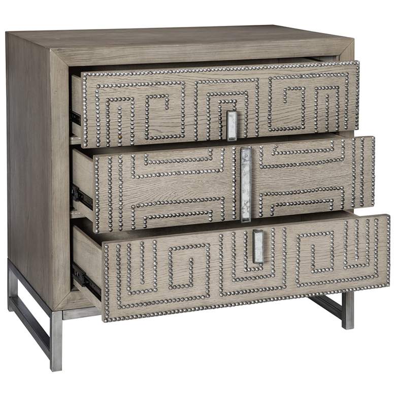Image 4 Uttermost Devya 32 inch Wide Mushroom Gray 3-Drawer Accent Chest more views