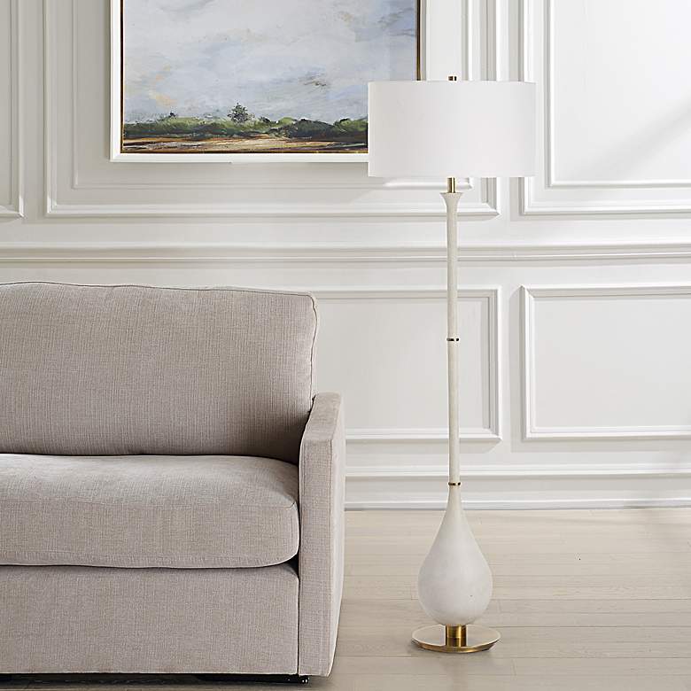 Image 2 Uttermost Dewdrop 64" High Brass and White Stone Floor Lamp more views