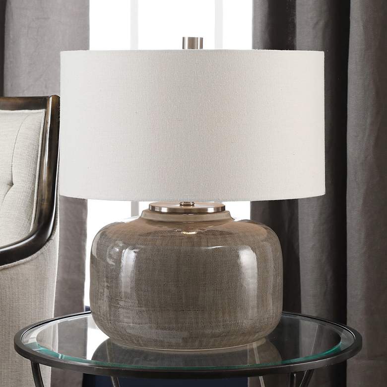 Image 1 Uttermost Dhara Warm Gray Glaze Ceramic Accent Table Lamp