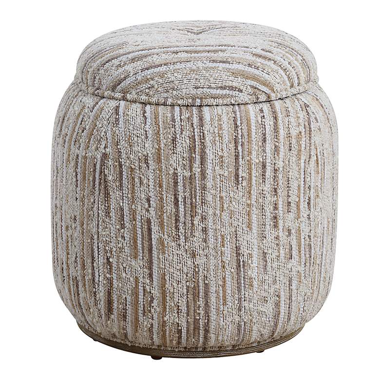 Image 2 Uttermost Dialogue 18" Wide Ivory Tan Boucle Fabric Storage Ottoman