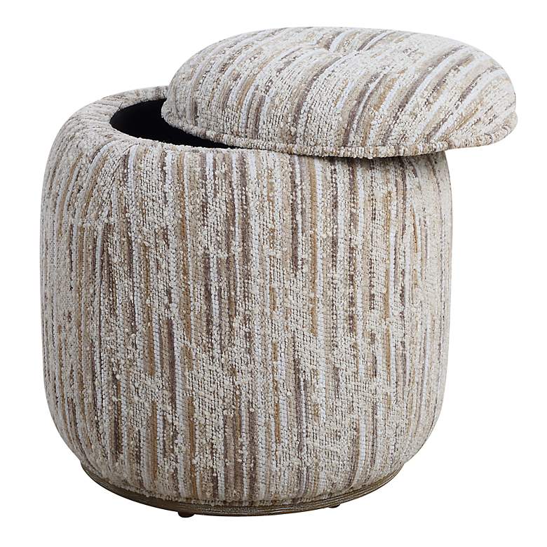 Image 3 Uttermost Dialogue 18" Wide Ivory Tan Boucle Fabric Storage Ottoman more views