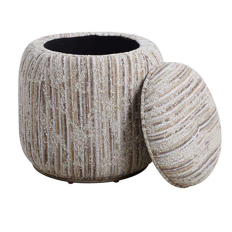 Image 4 Uttermost Dialogue 18" Wide Ivory Tan Boucle Fabric Storage Ottoman more views