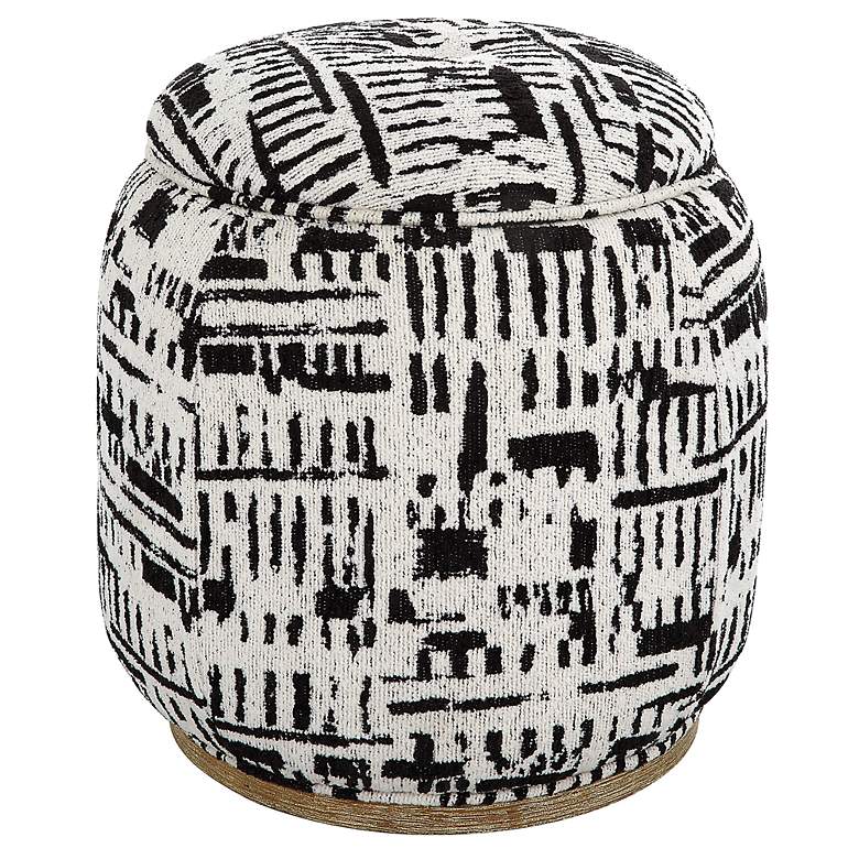 Image 2 Uttermost Dialogue Black and Off-White Fabric Ottoman