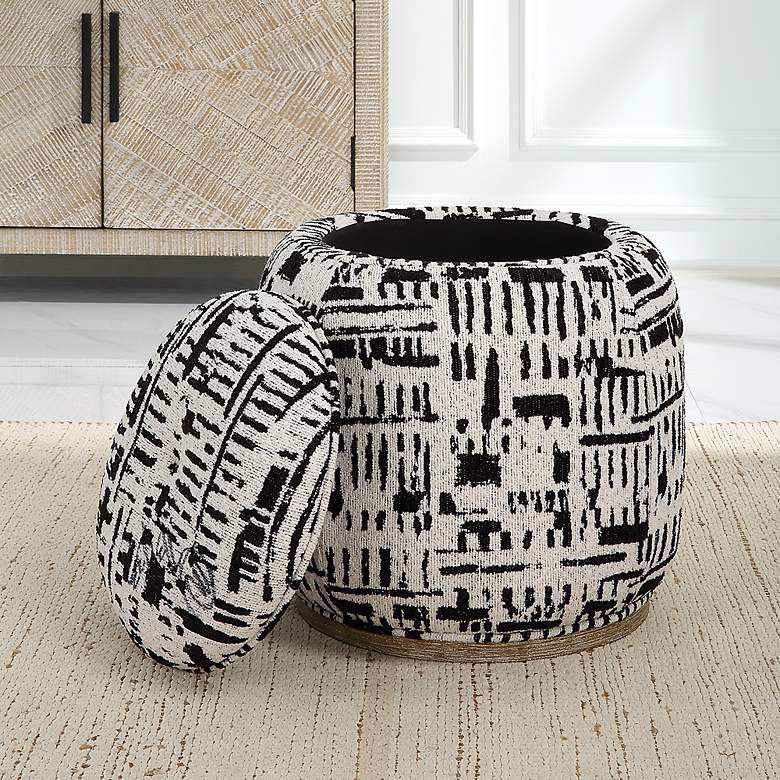 Image 4 Uttermost Dialogue Black and Off-White Fabric Ottoman more views