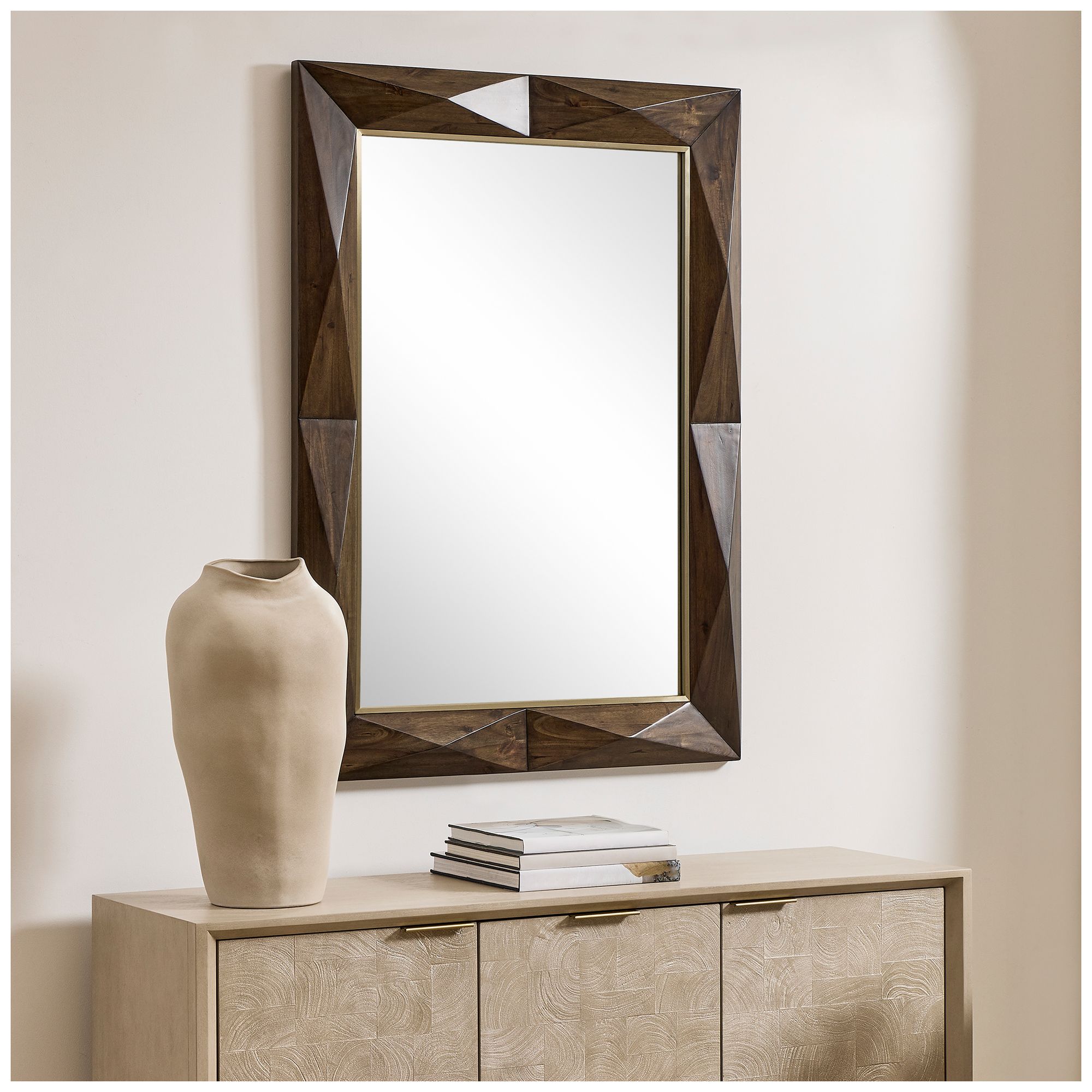 Image 3 Uttermost Diamond In The Rough 33" x 45" Dark Walnut Wall Mirror more views