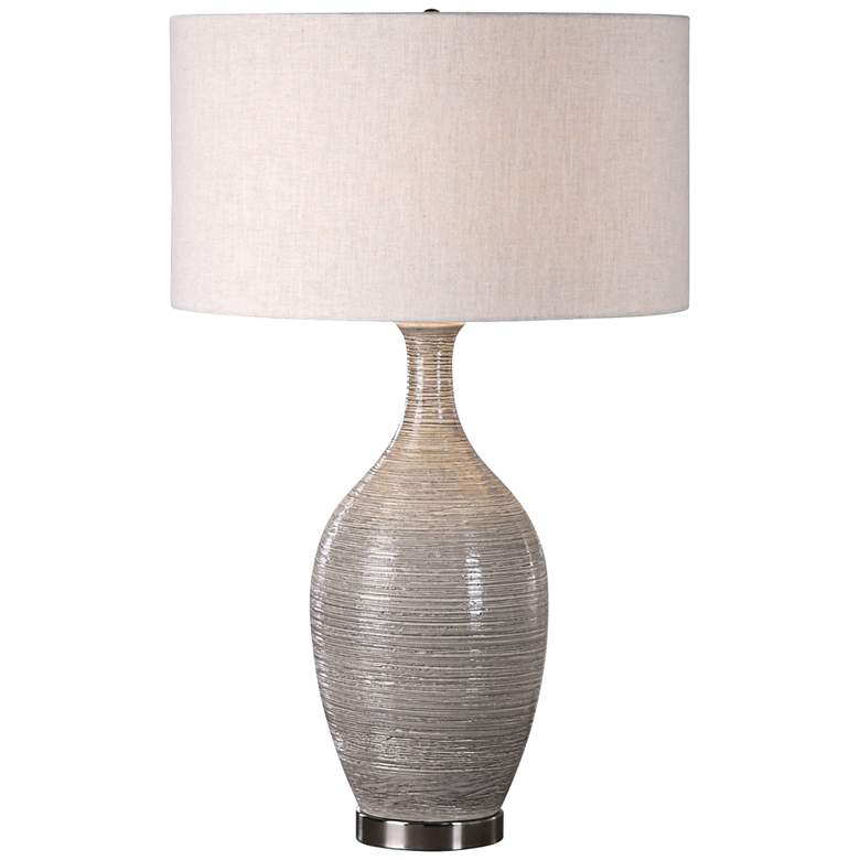 Image 2 Uttermost Dinah 31 inch Mushroom Gray Textured Ceramic Table Lamp