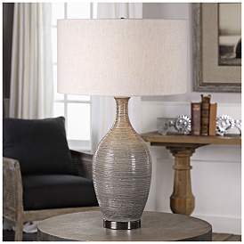 Image3 of Uttermost Dinah 31" Mushroom Gray Textured Ceramic Table Lamp more views
