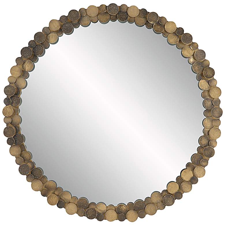 Image 2 Uttermost Dinar Aged Gold 38 inch Round Wall Mirror
