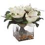 2_Uttermost Dobbins Magnolia 16" Wide Faux Flowers in Glass Vase