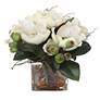 5_Uttermost Dobbins Magnolia 16" Wide Faux Flowers in Glass Vase more views