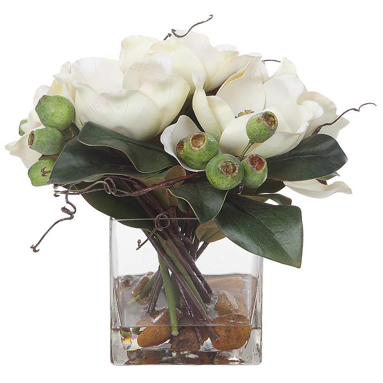 Image 4 Uttermost Dobbins Magnolia 16"W Faux Flowers in Glass Vase more views