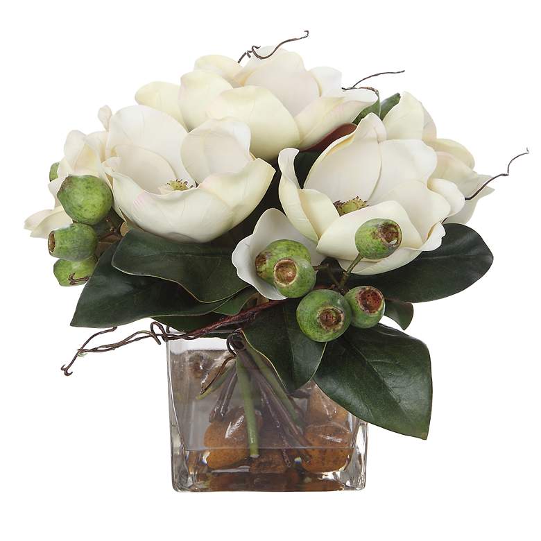 Image 5 Uttermost Dobbins Magnolia 16"W Faux Flowers in Glass Vase more views