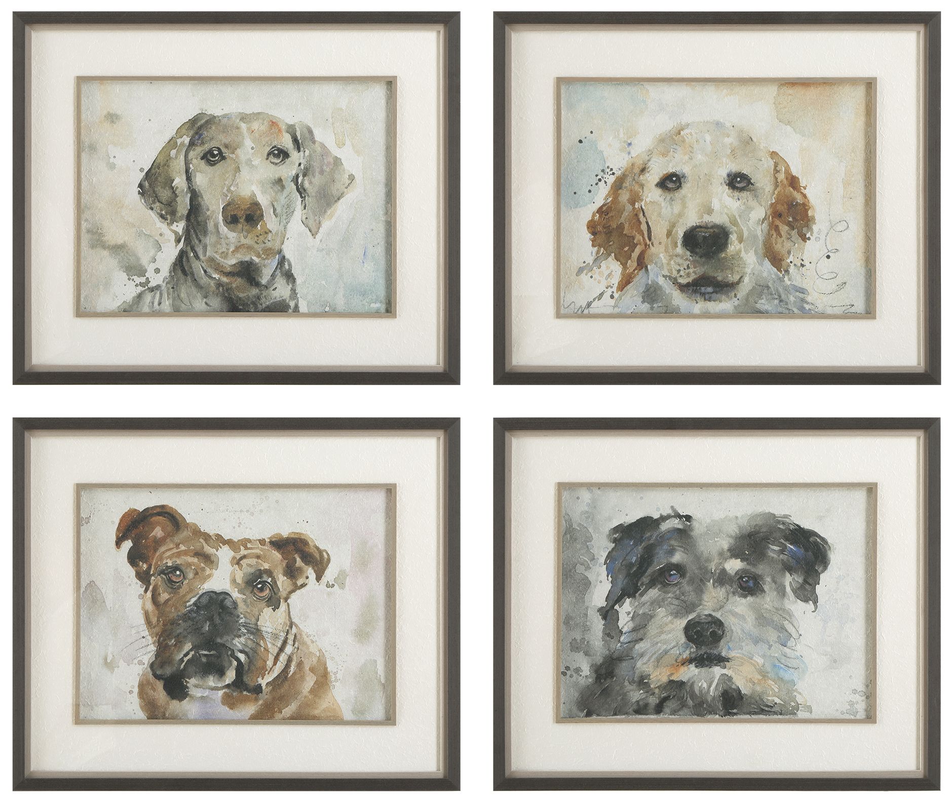 Image 2 Uttermost Dog Days Framed Prints 4-Piece Wall Art