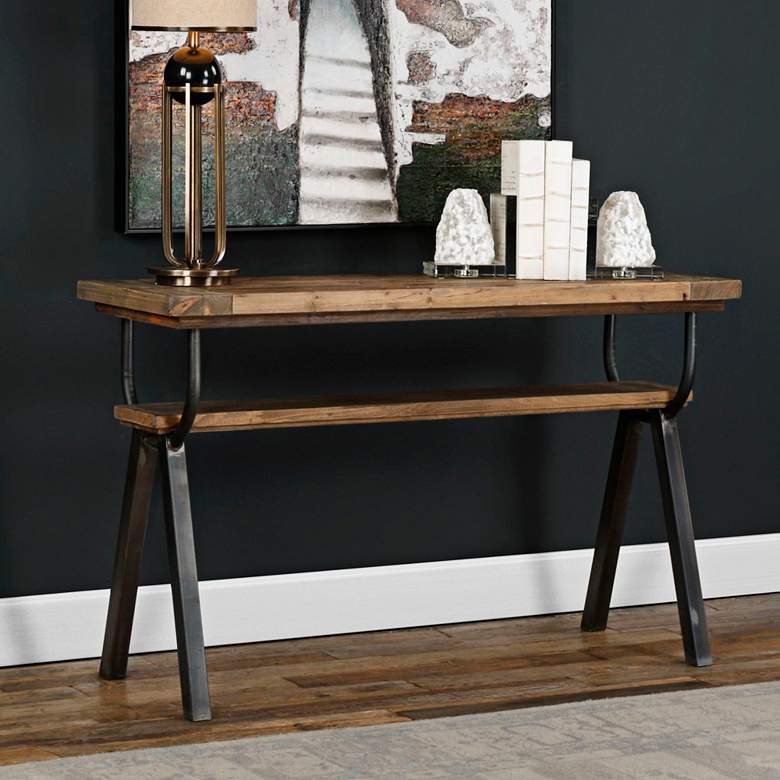 Image 1 Uttermost Domini 52" Wide Warm Honey Console Table