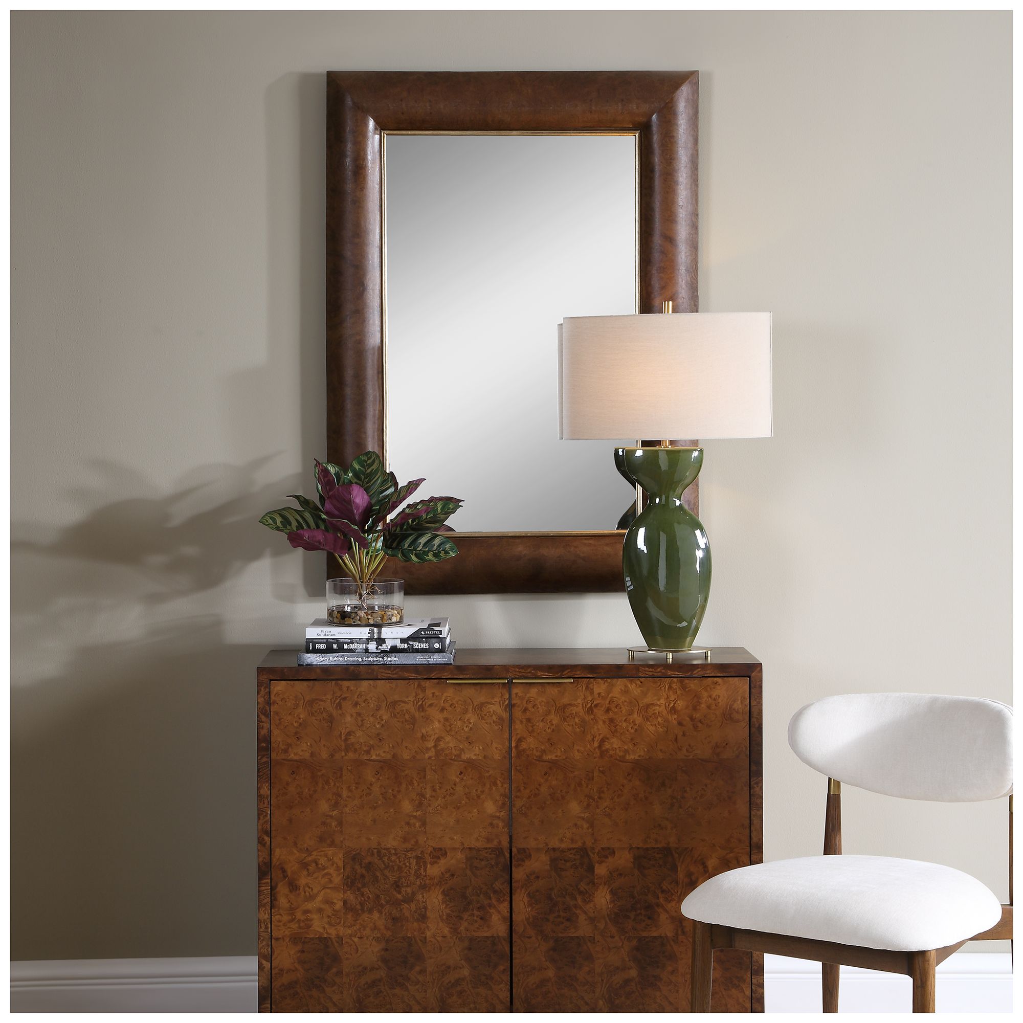 Image 2 Uttermost Donovan 31 3/4" x 43 1/4" Burl Veneer Mirror more views