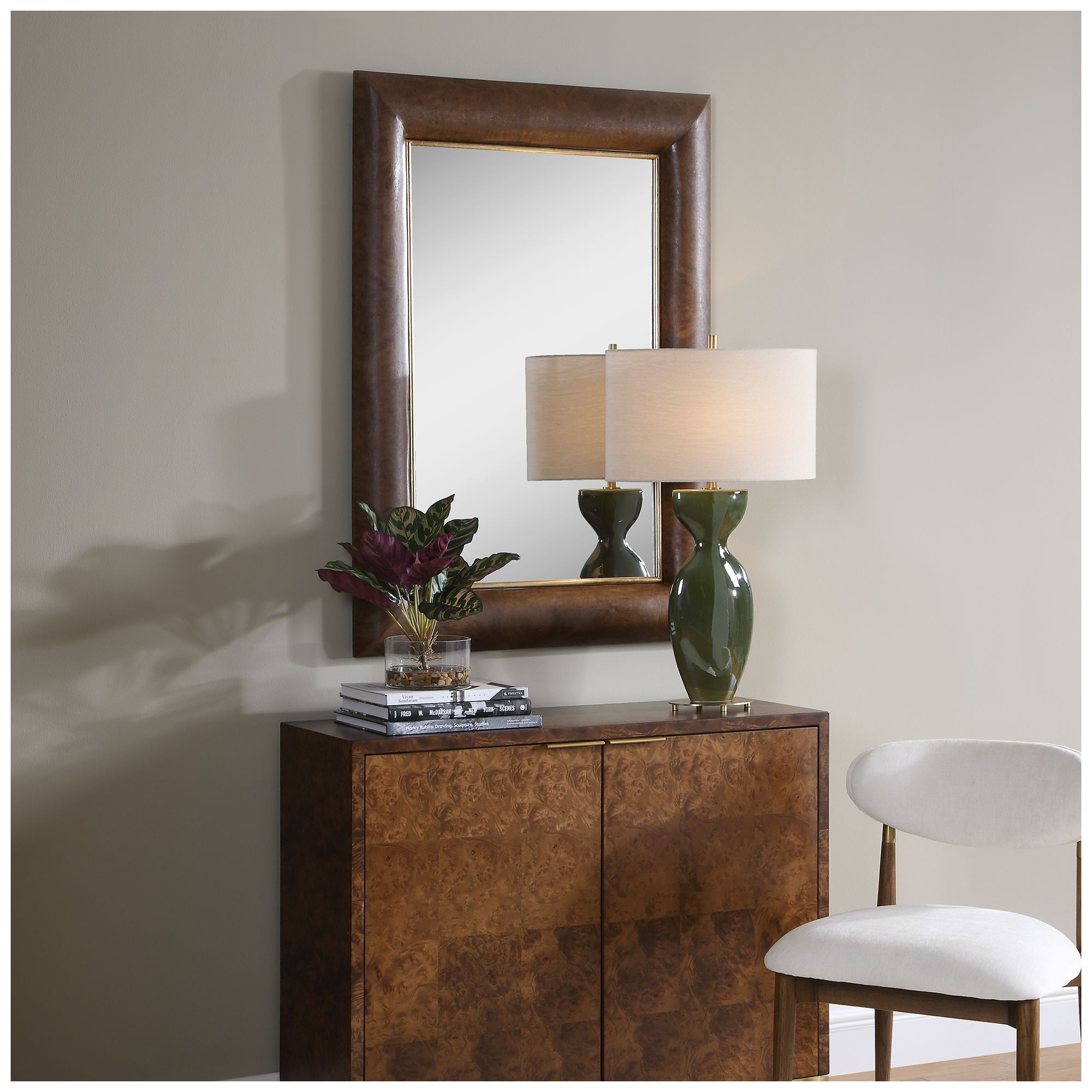 Image 3 Uttermost Donovan 31 3/4" x 43 1/4" Burl Veneer Mirror more views