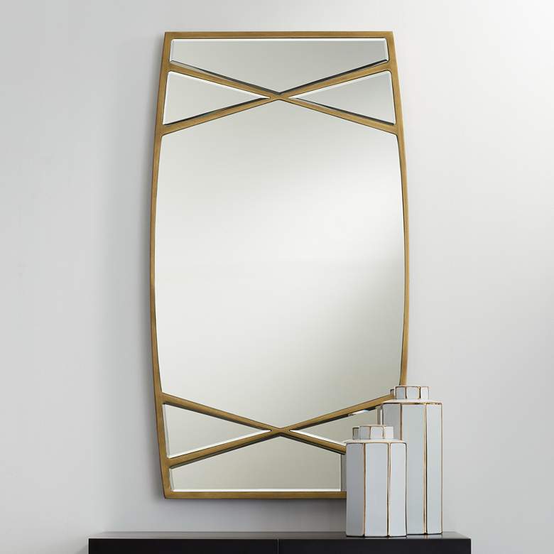 Image 1 Uttermost Double Cross Gold 23 1/4" x 42" Rectangular Wall Mirror