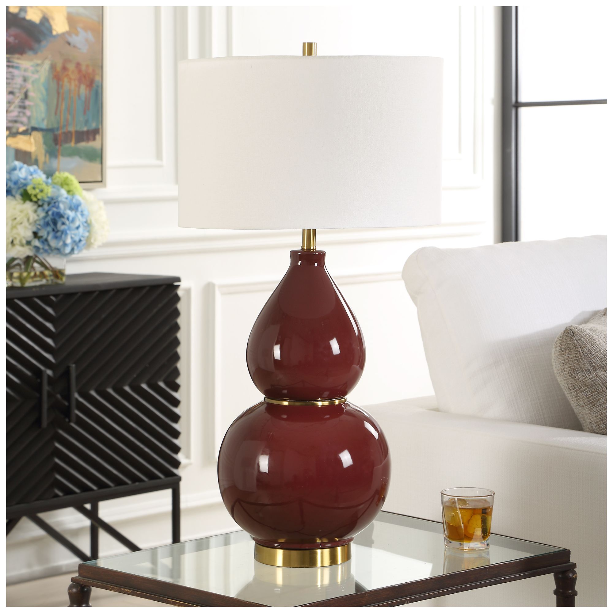 Image 3 Uttermost Double Gourd 30" Burgundy  Table Lamp more views