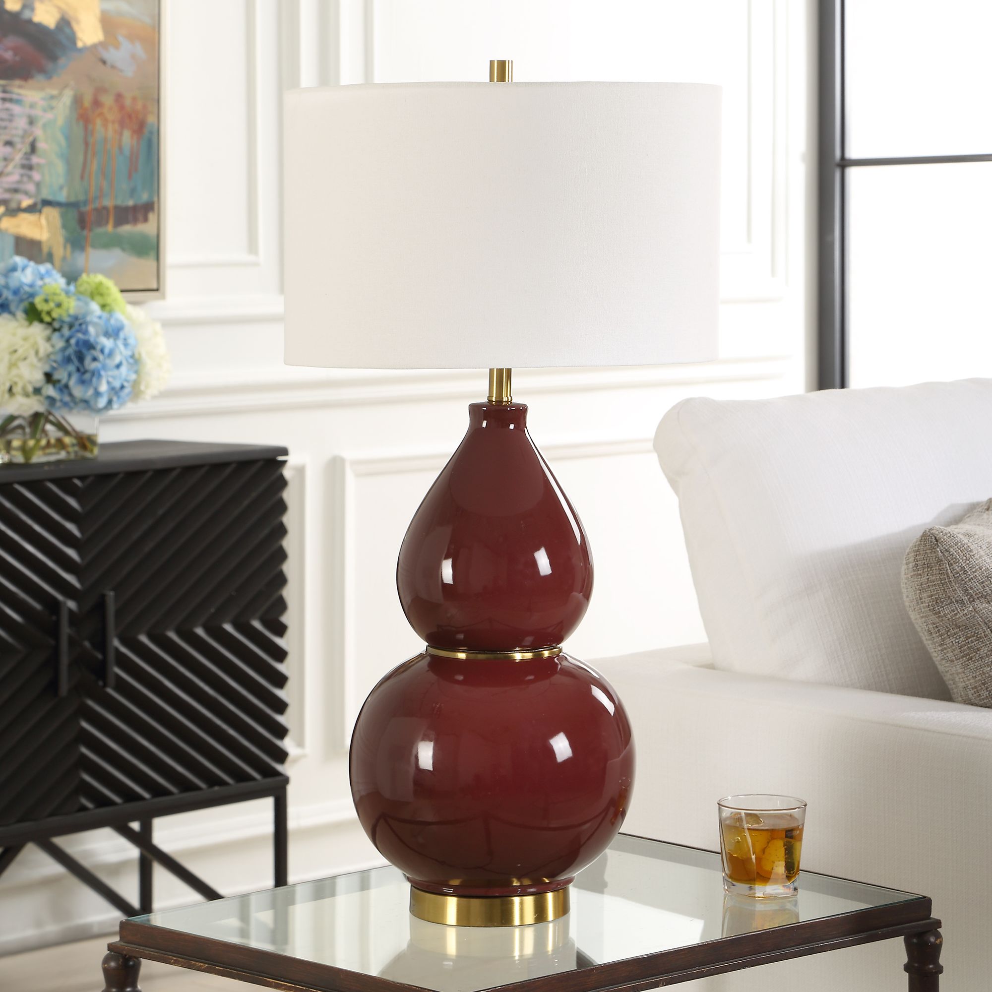 Image 3 Uttermost Double Gourd 30" Burgundy  Table Lamp more views