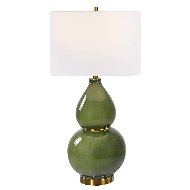 Image 2 Uttermost Double Gourd 31" Moss Green Glaze Ceramic Table Lamp