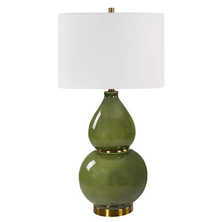 Image 4 Uttermost Double Gourd 31" Moss Green Glaze Ceramic Table Lamp more views