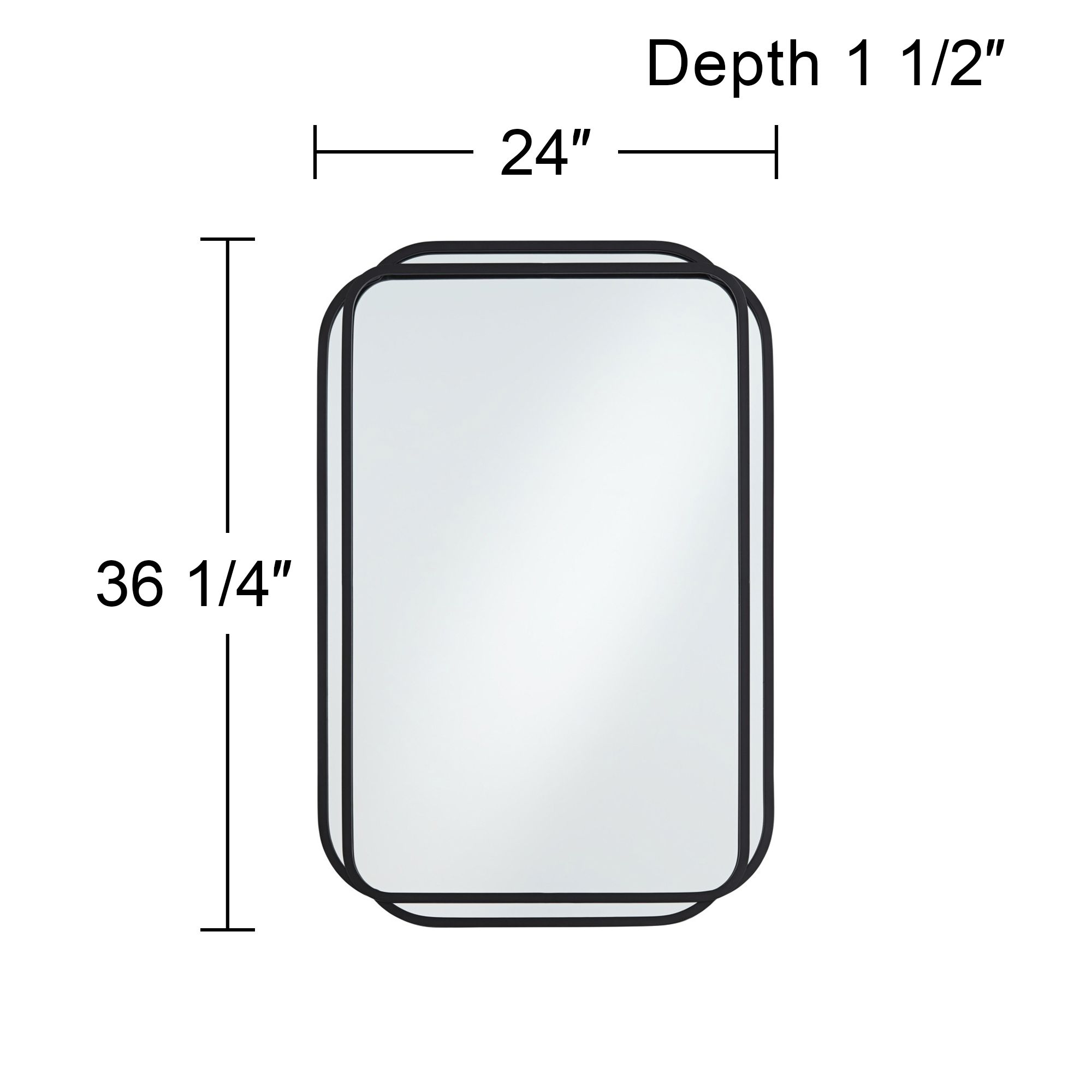 Uttermost Double Radius Matte Black 24" x 36 1/4" Wall Mirror