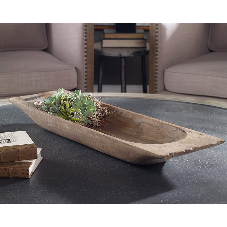 Image 1 Uttermost Dough Solid Reclaimed Wood Rectangular Tray