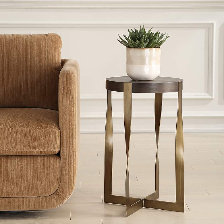Image 1 Uttermost Drew 24" High Wood and Metal Accent Table