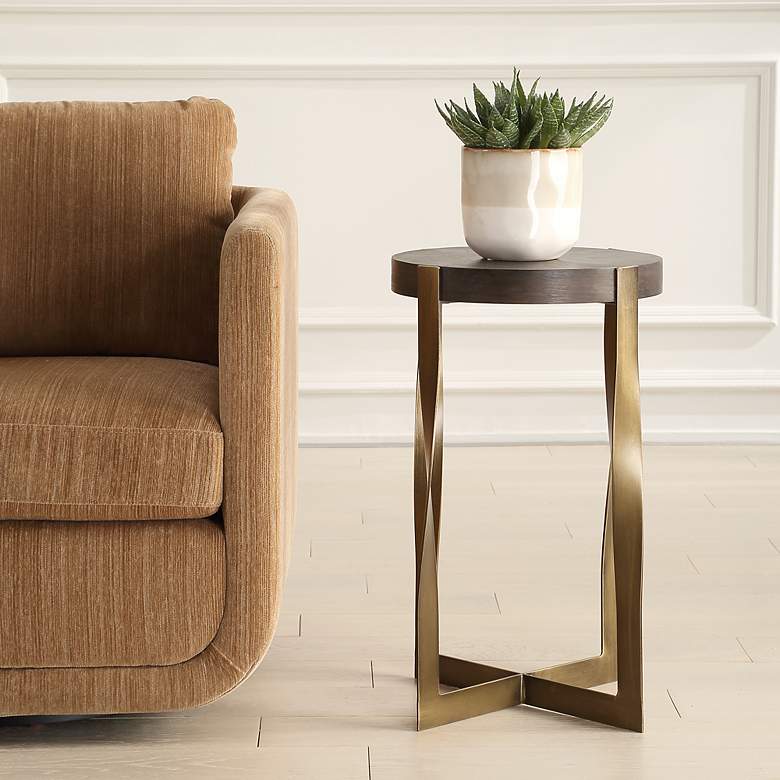 Image 3 Uttermost Drew 24" High Wood and Metal Accent Table more views