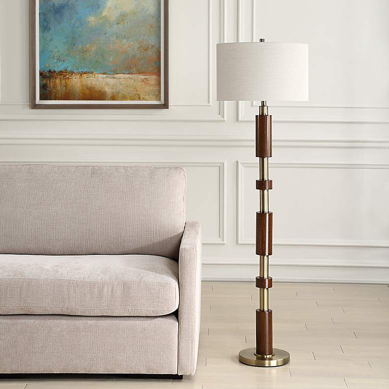 Image 3 Uttermost Drewry 62 1/2" High Wood and Metal Floor Lamp more views