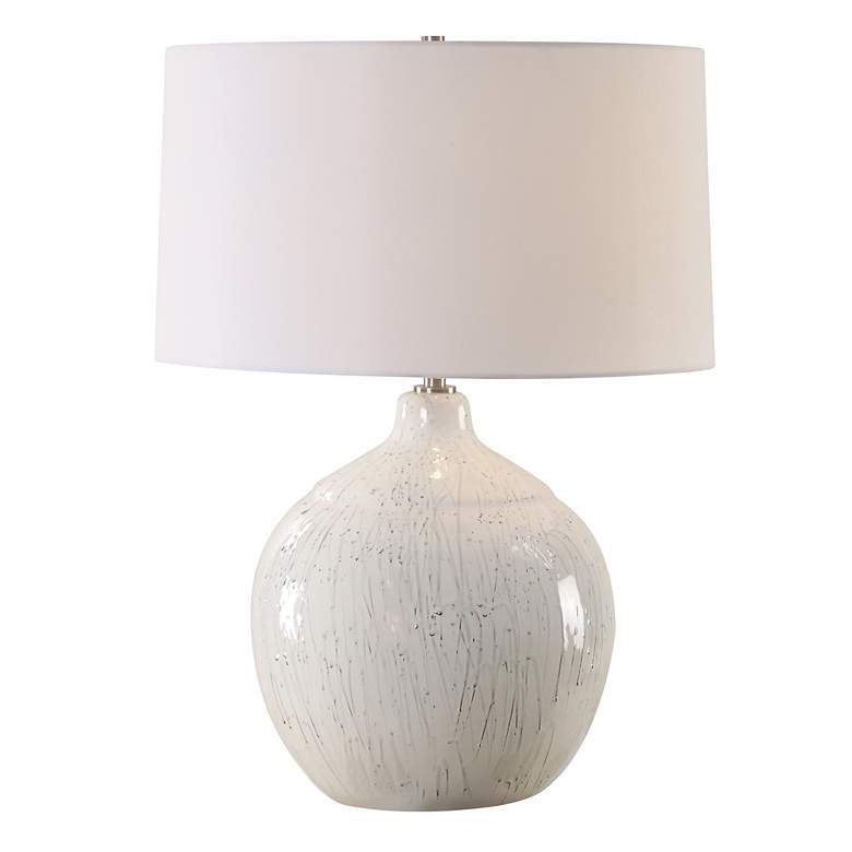 Image 2 Uttermost Dribble 26" Modern Dripped Gray and White Ceramic Table Lamp