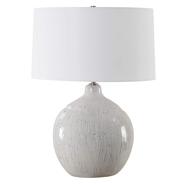 Image 4 Uttermost Dribble 26" Modern Dripped Gray and White Ceramic Table Lamp more views