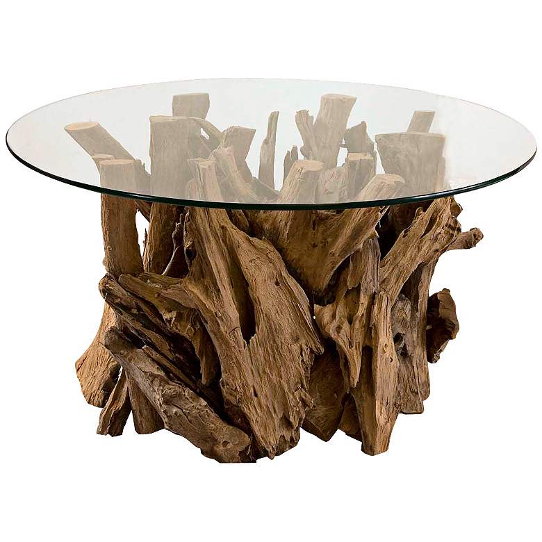 Image 1 Uttermost Driftwood Glass Top Cocktail Table