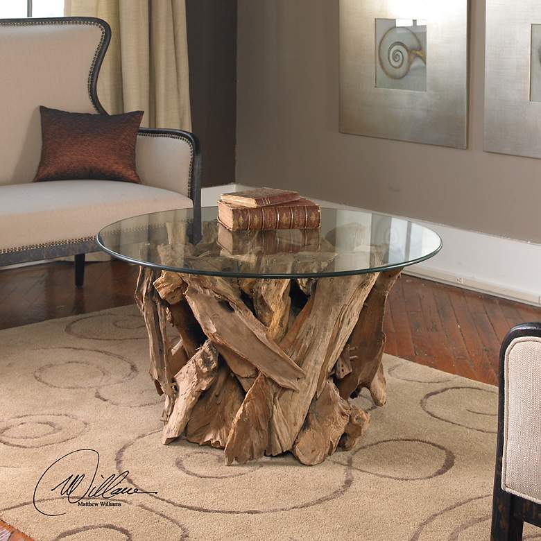 Image 1 Uttermost Driftwood Glass Top Cocktail Table