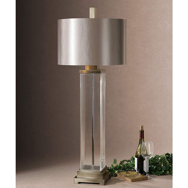 Image 1 Uttermost Drustan 43 3/4" Tall Modern Cylinder Clear Glass Table Lamp