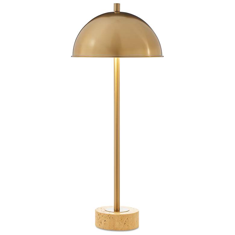 Image 2 Uttermost Dunham 28 1/4" Brass Metal and Travertine Buffet Lamp