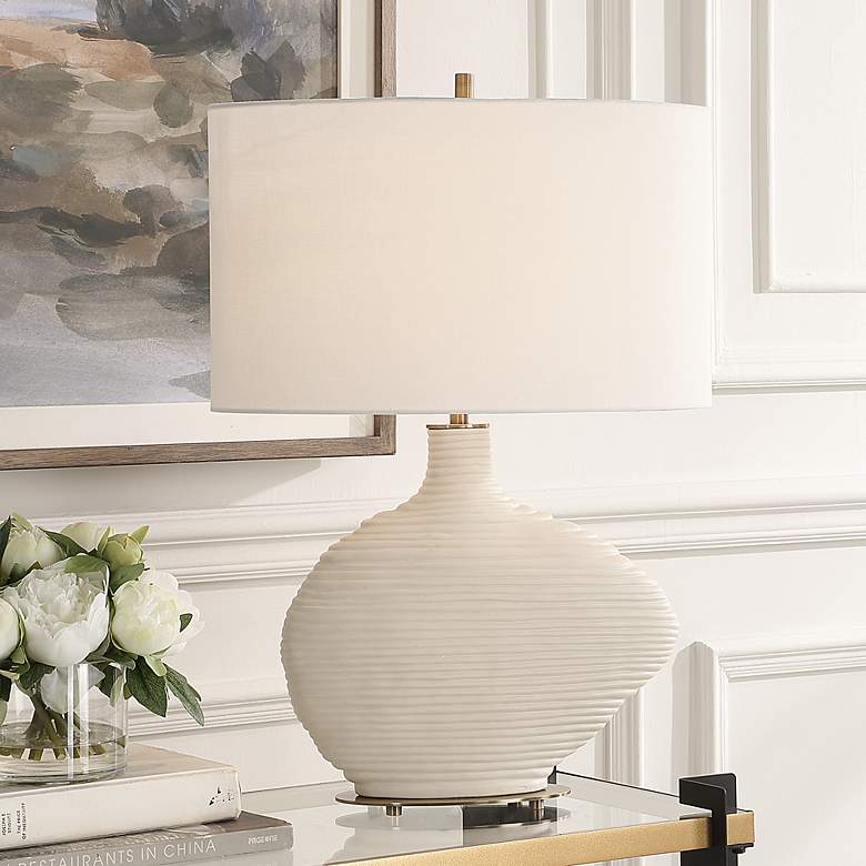 Image 1 Uttermost Duostacked 24 1/4" High White Ceramic Table Lamp