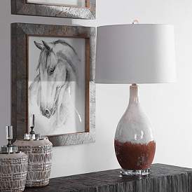 Image1 of Uttermost Durango Terracotta and White Ceramic Table Lamp