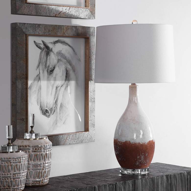 Image 1 Uttermost Durango Terracotta and White Ceramic Table Lamp