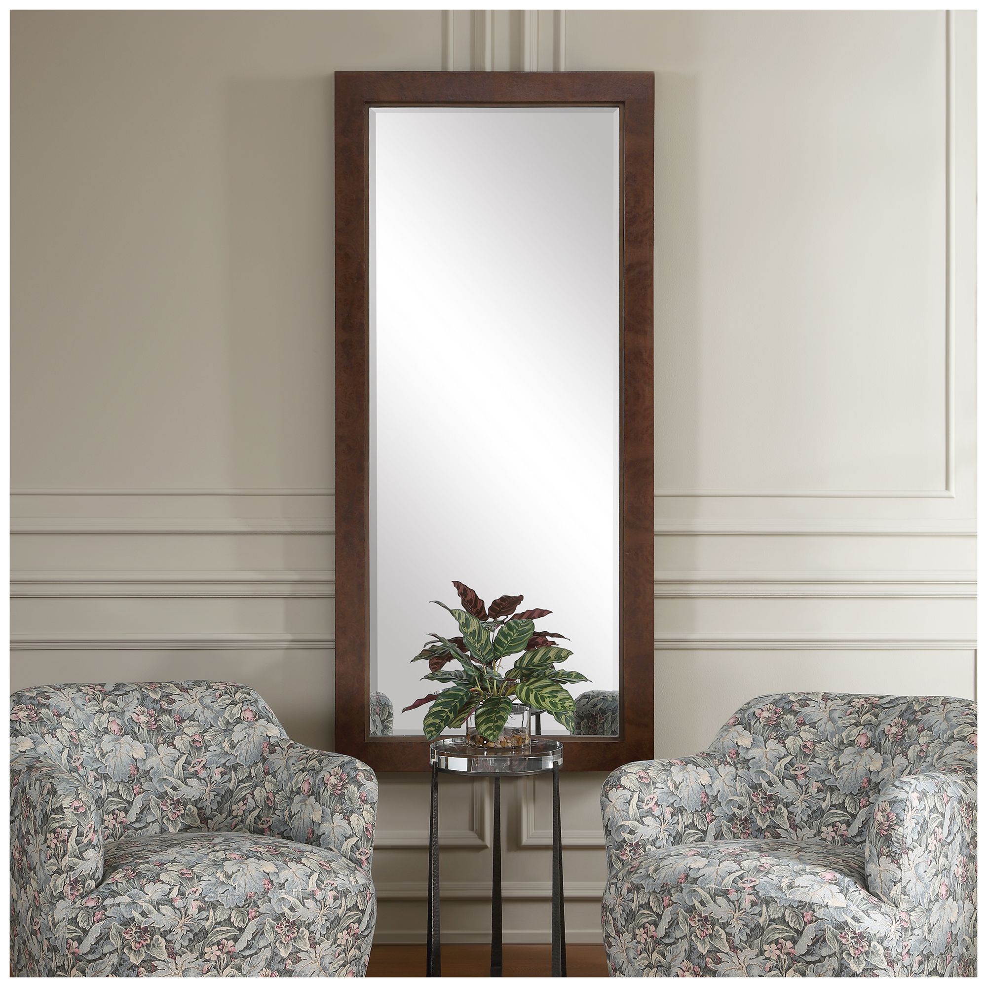 Image 2 Uttermost Durant 33 1/2" x 73 1/4" Burl Veneer Tall Mirror more views