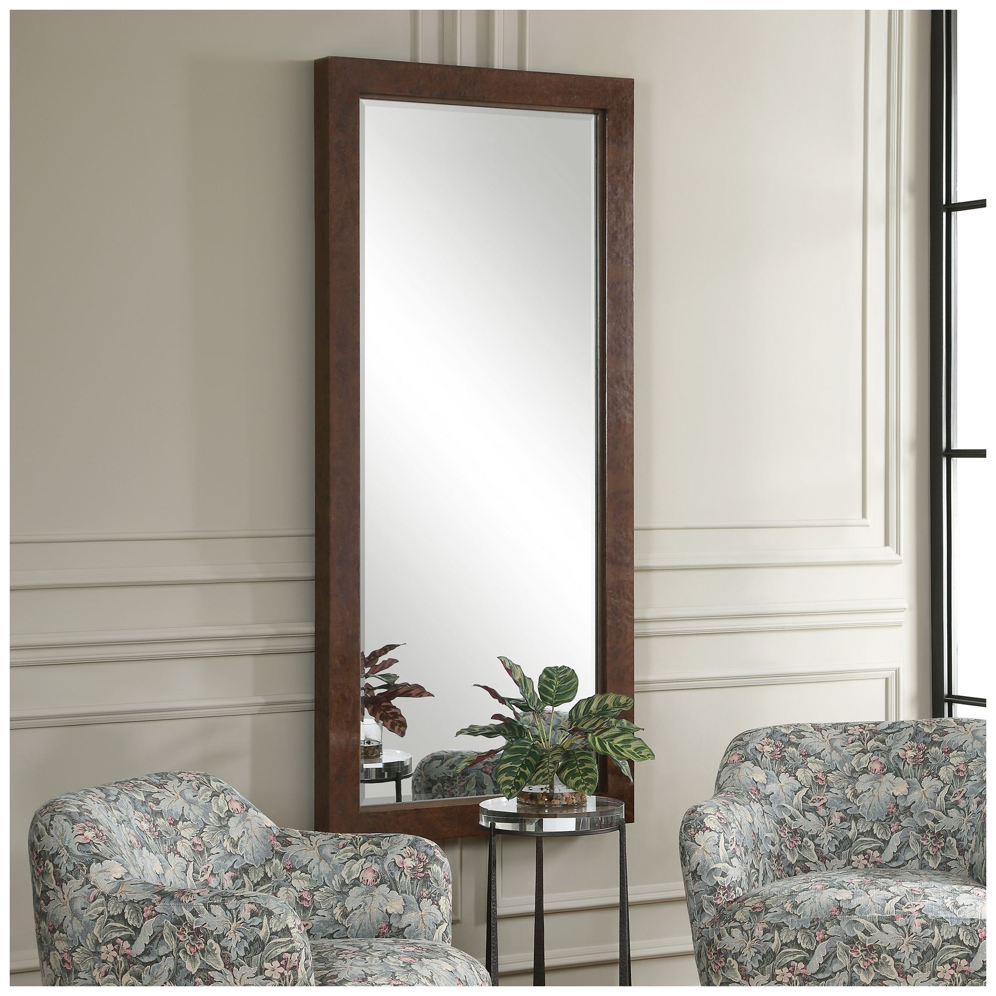 Image 3 Uttermost Durant 33 1/2" x 73 1/4" Burl Veneer Tall Mirror more views