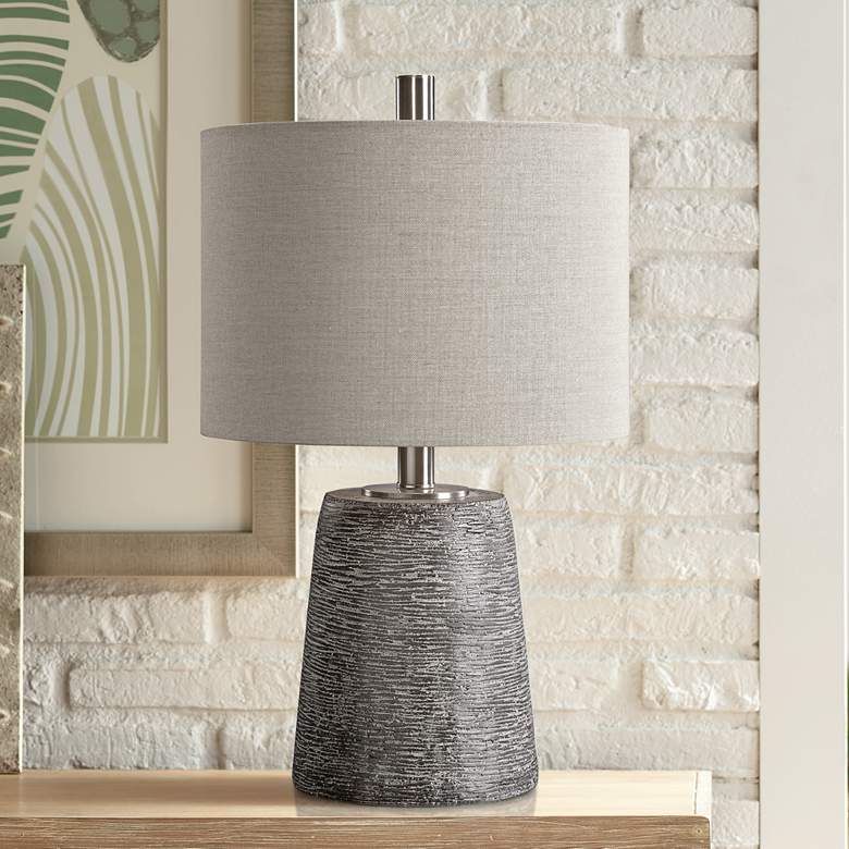 Image 1 Uttermost Duron 23 inch Dark Rustic Gray Ceramic Table Lamp