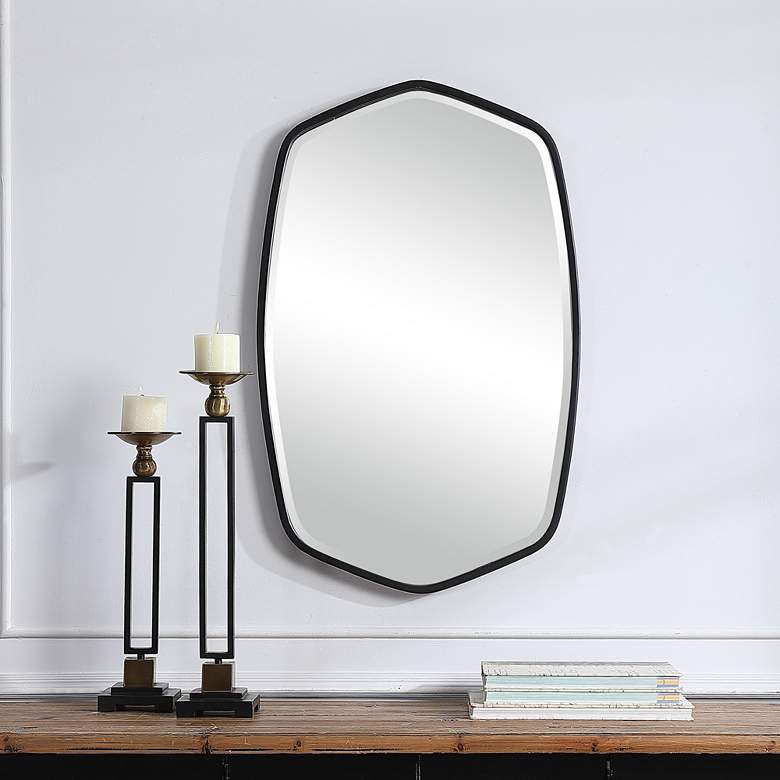 Image 1 Uttermost Duronia Satin Black 22 1/4 inch x 36 1/4 inch Wall Mirror