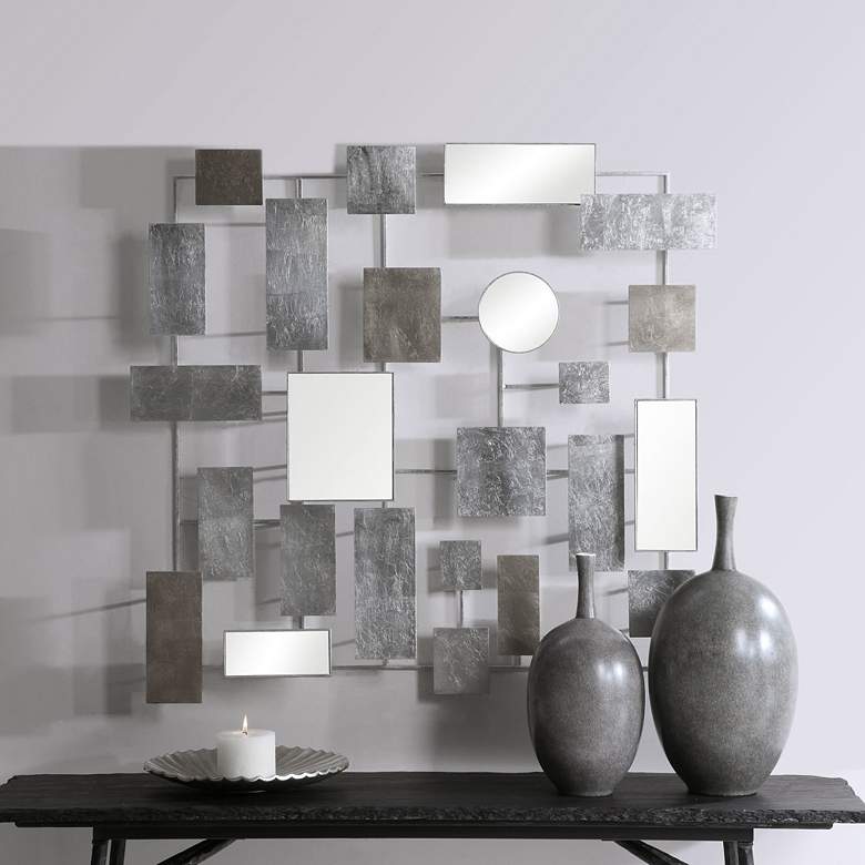 Image 1 Uttermost Duska 41" High Silver Leaf Metal Wall Art