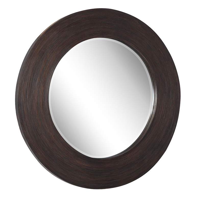 Image 4 Uttermost Dutton 36" Dark Walnut Round Wall Mirror more views