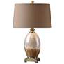 Uttermost Eadric Iridescent Ivory Rust Brown Glaze Ceramic Table Lamp