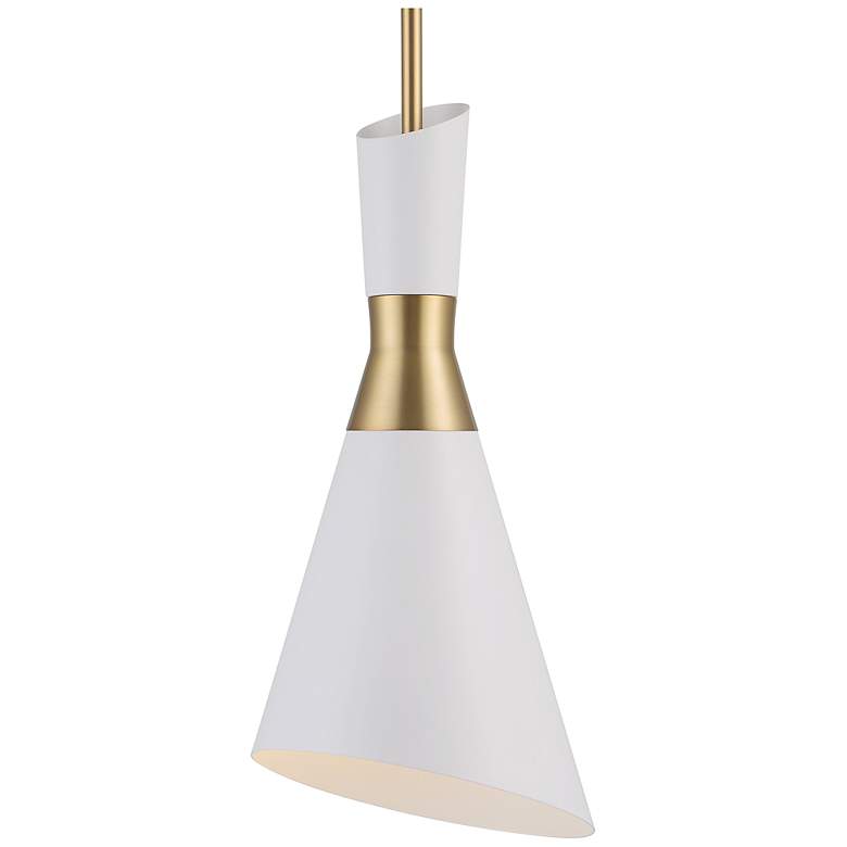 Image 2 Uttermost Eames 8" Wide White Antique Brass Mini Pendant