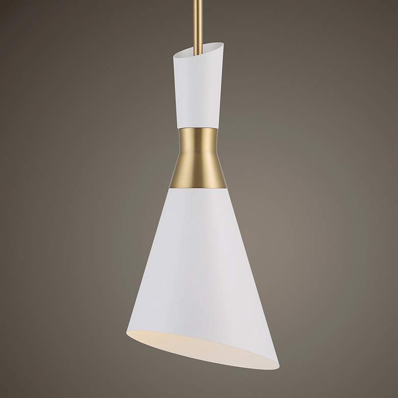 Image 1 Uttermost Eames 8" Wide White Antique Brass Mini Pendant