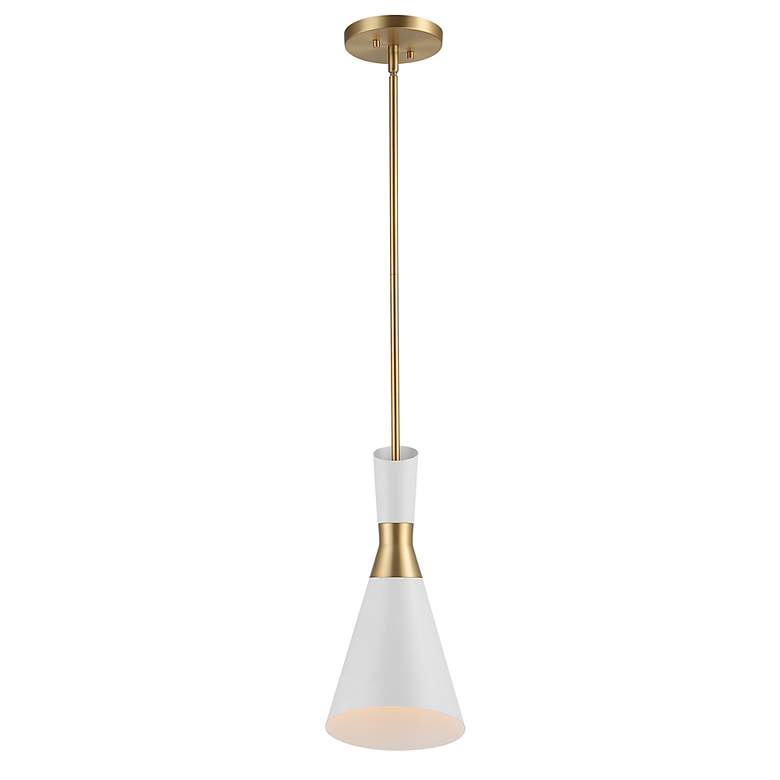 Image 3 Uttermost Eames 8" Wide White Antique Brass Mini Pendant more views