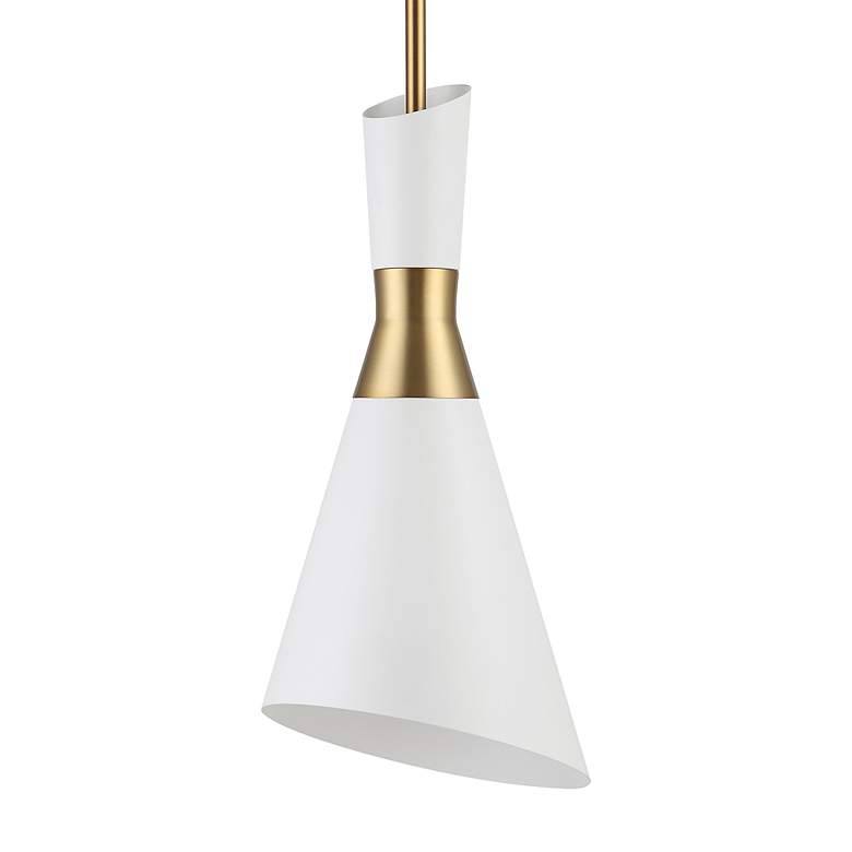 Image 5 Uttermost Eames 8" Wide White Antique Brass Mini Pendant more views